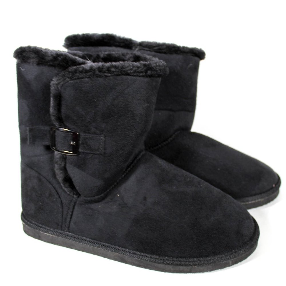 Black Casual Cozy Slip on Booties Boots Woman Size 10
